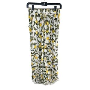 Solitaire Swim Women’s Small White Yellow Floral Cover Up Pants Beach Cutout